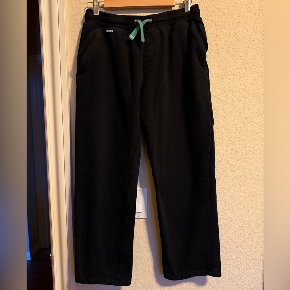 Burton Black Joggers with Teal Drawstring, zipper pockets, size medium